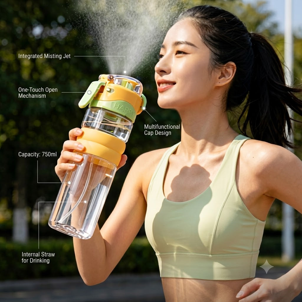 2-in-1 Spray & Drink Water Bottle 750ml