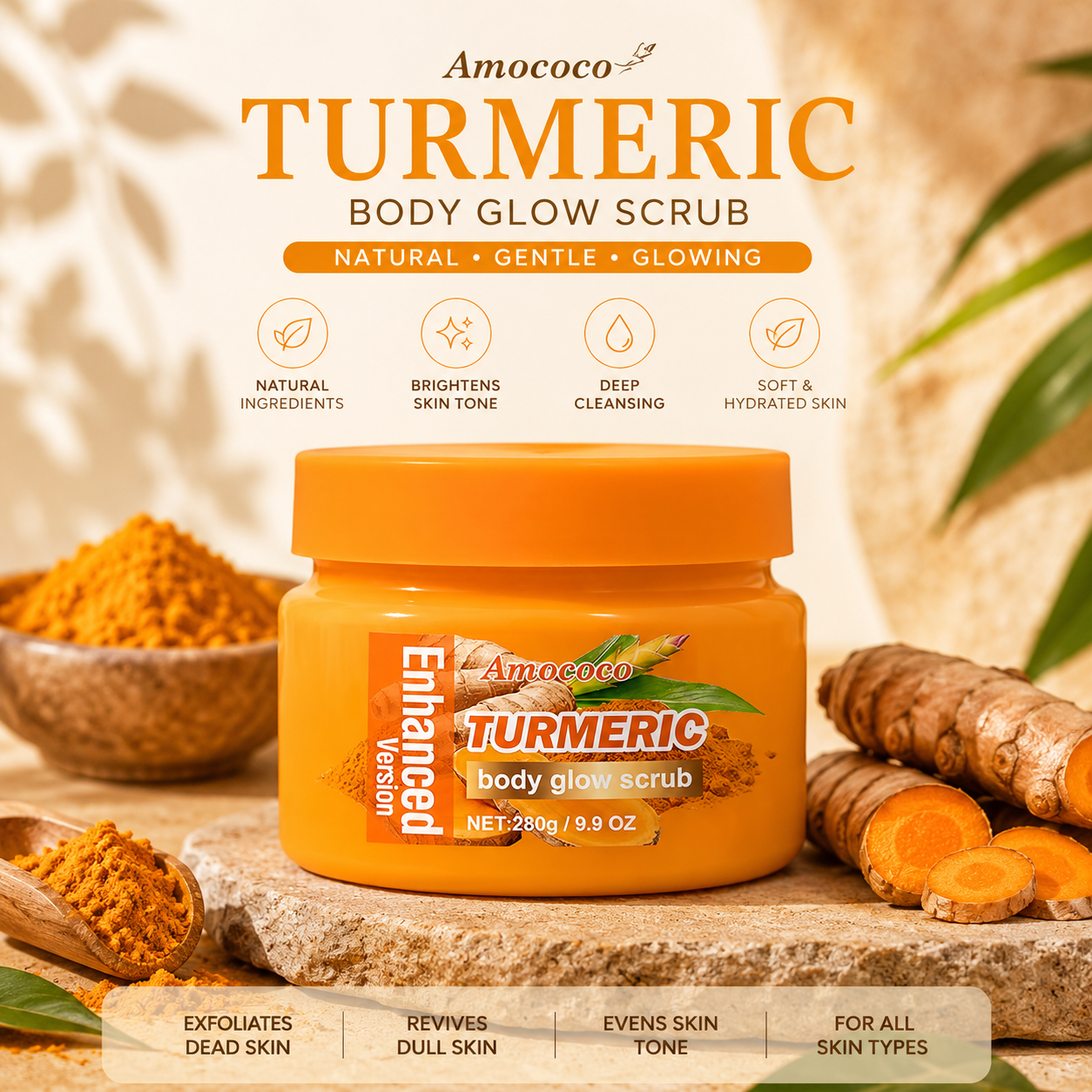 Turmeric Body Scrub, Cleanser for Dullness