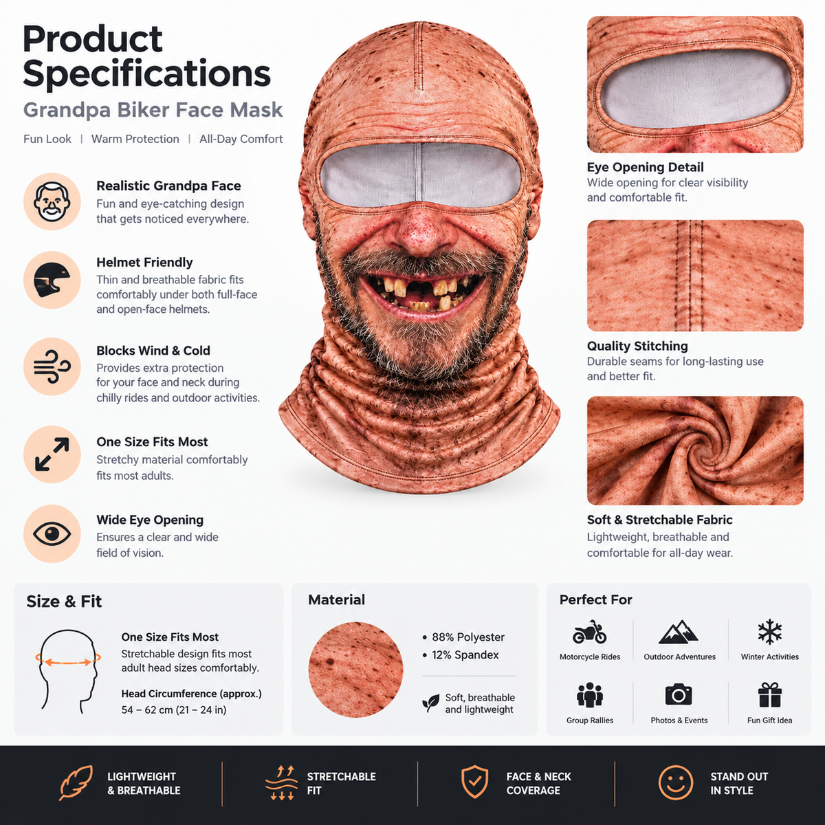 Grandpa Biker Face Mask