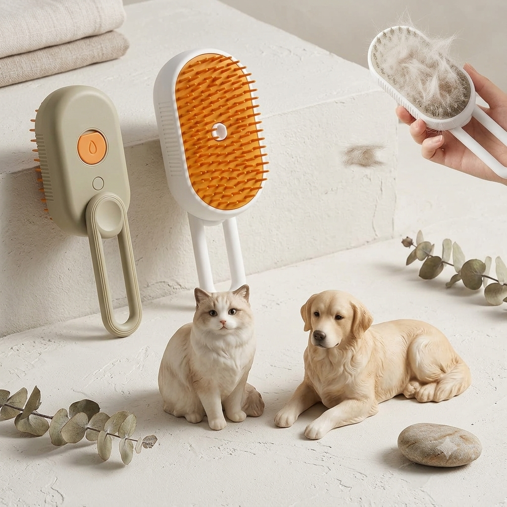 4 in 1 Cat Steam Brush for Shedding