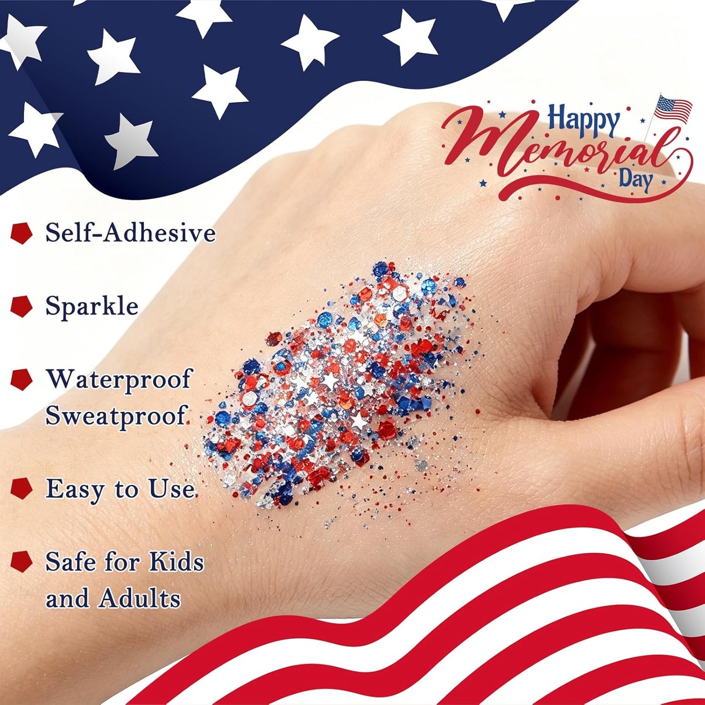 Patriotic Face Body Glitter Stick for Independence Day