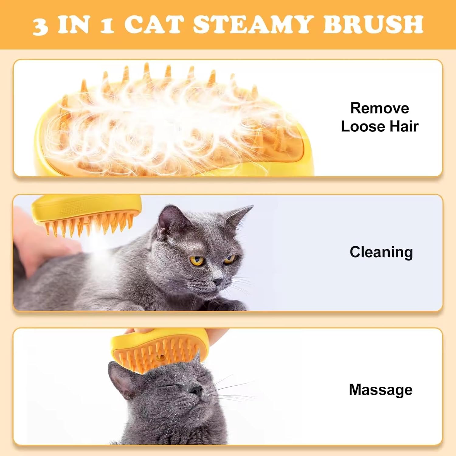 Pet Steam Brush 3-in-1 – Cat & Dog