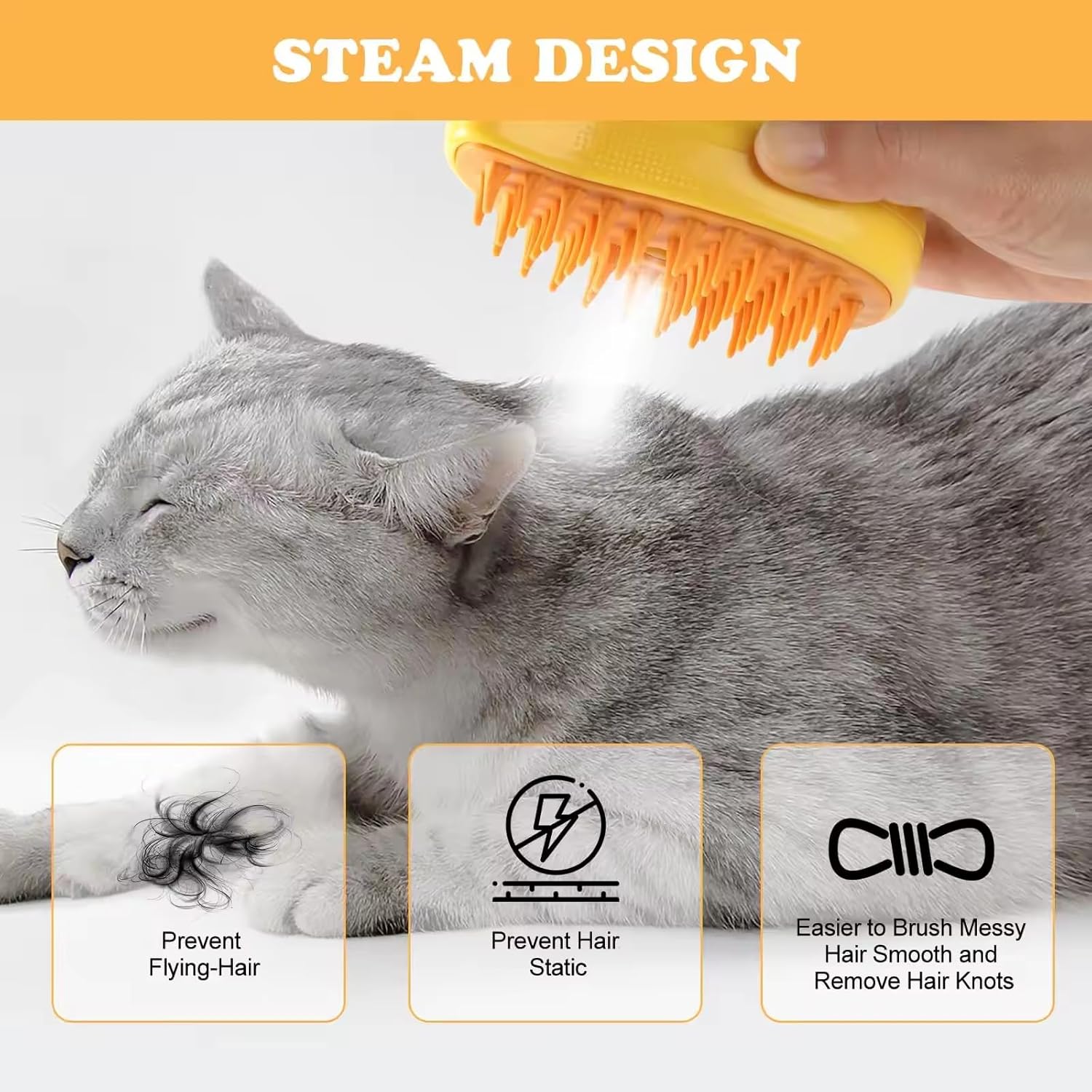Pet Steam Brush 3-in-1 – Cat & Dog