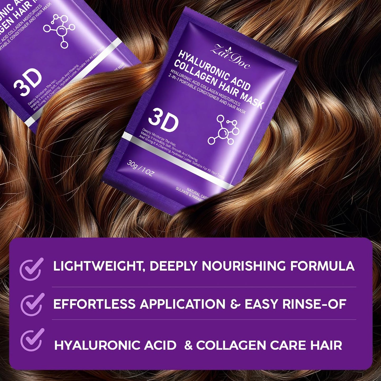 Hyaluronic Acid Portable Conditioner Hair Mask(3 Pack)