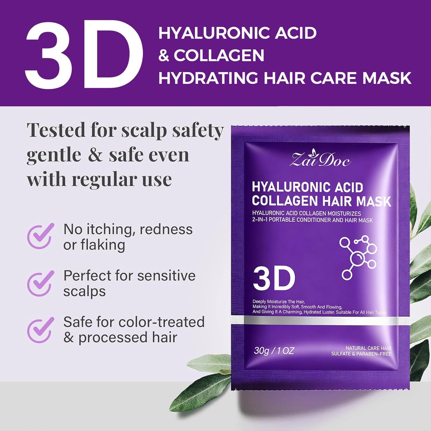 Hyaluronic Acid Portable Conditioner Hair Mask(3 Pack)