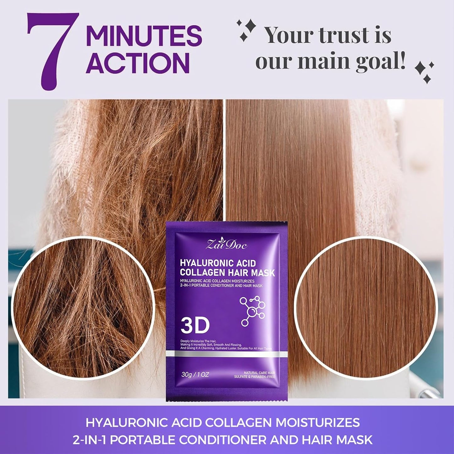 Hyaluronic Acid Portable Conditioner Hair Mask(3 Pack)