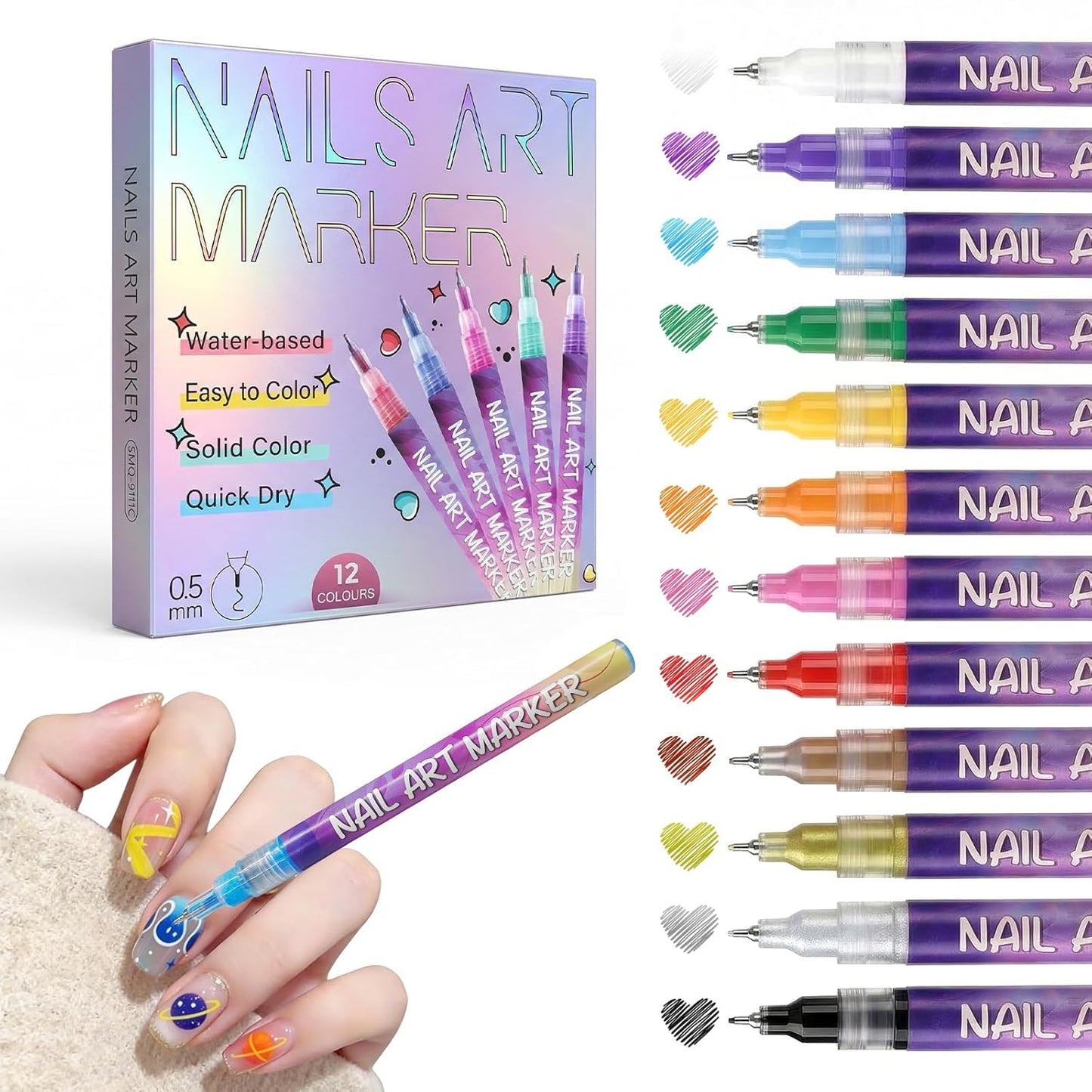 12 Color Nail Art Pens